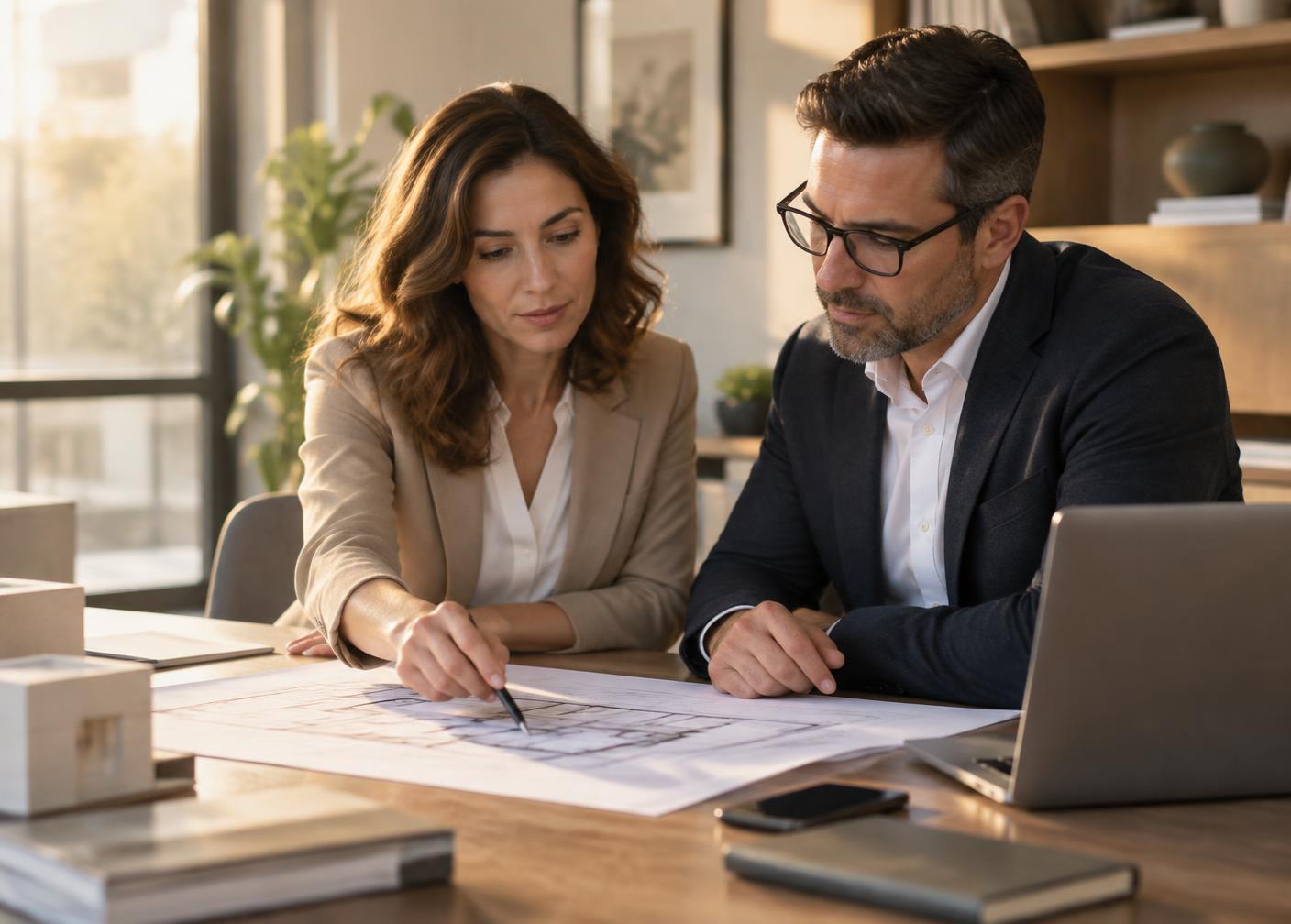 A strategic review conversation between two professionals